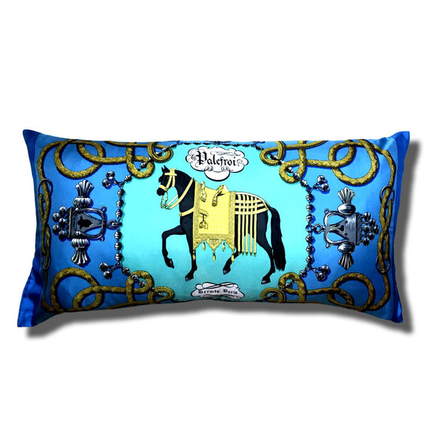 HERMES Palefroi Silk Scarf Lumbar Pillow – Vintage Luxe Up