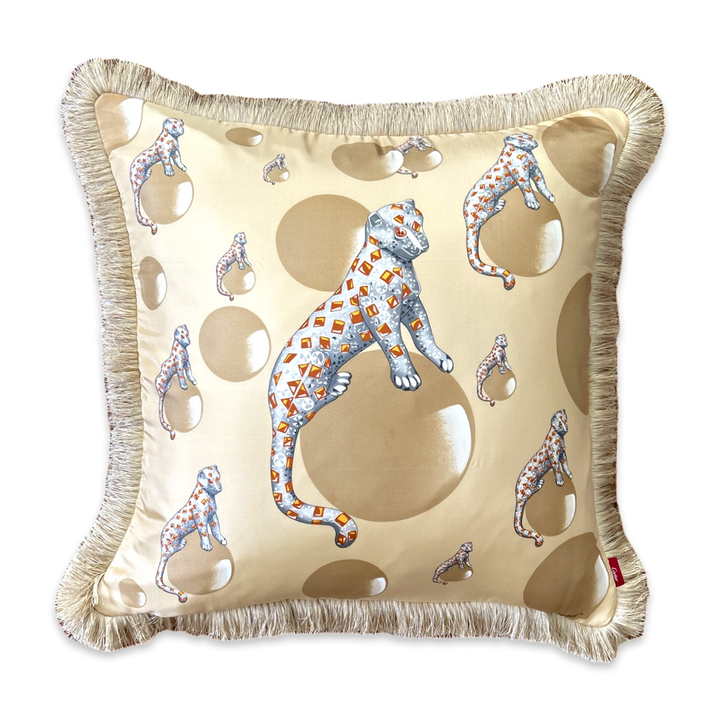 Panthère Royal Citrine Vintage Silk Scarf Pillow 28"