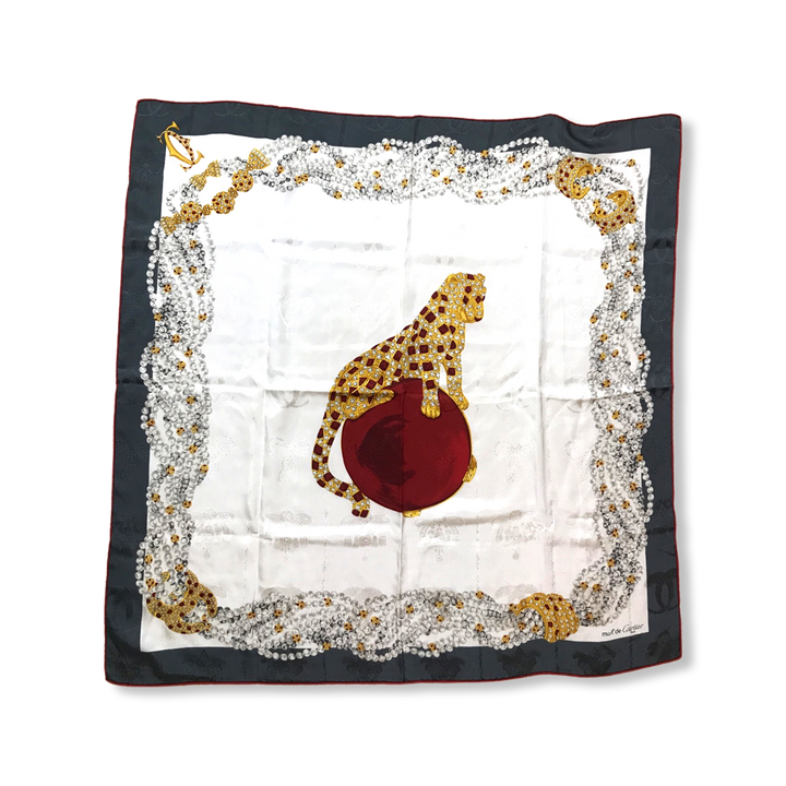 Panthère Royal Vintage Silk Scarf Coffee Run Keychain Bag