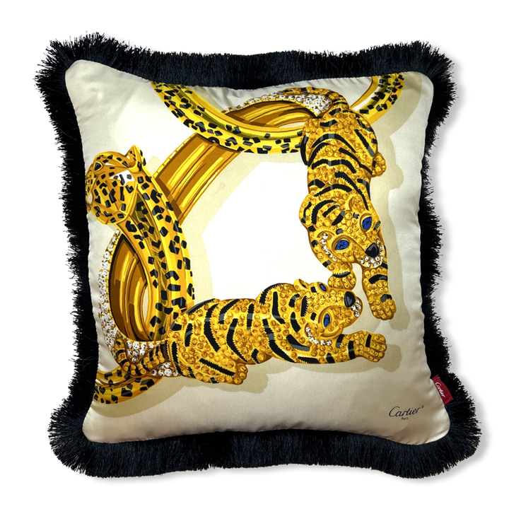 Panthère et Tigre Vintage Silk Scarf Pillows