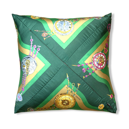 Parmi les Fleurs Je Compte les Heures Vintage Silk Scarf Pillow 24"