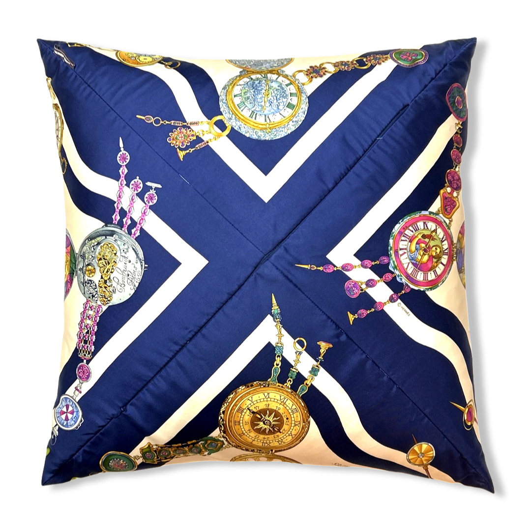 Parmi les Fleurs Je Compte les Heures Vintage Silk Scarf Pillow 24"