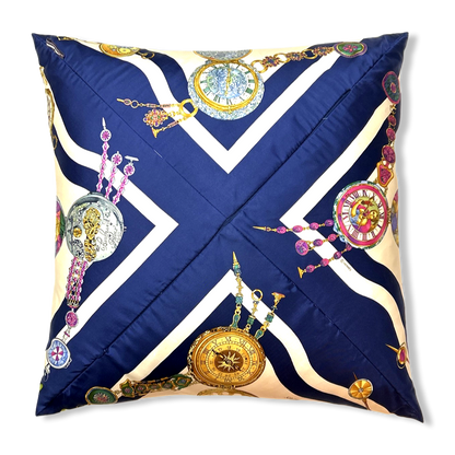 Parmi les Fleurs Je Compte les Heures Vintage Silk Scarf Pillow 24"