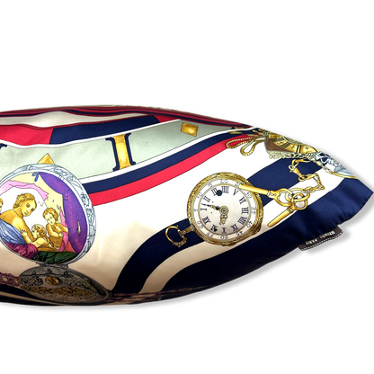 Parmi les Fleurs Je Compte les Heures Vintage Silk Scarf Pillow 24"