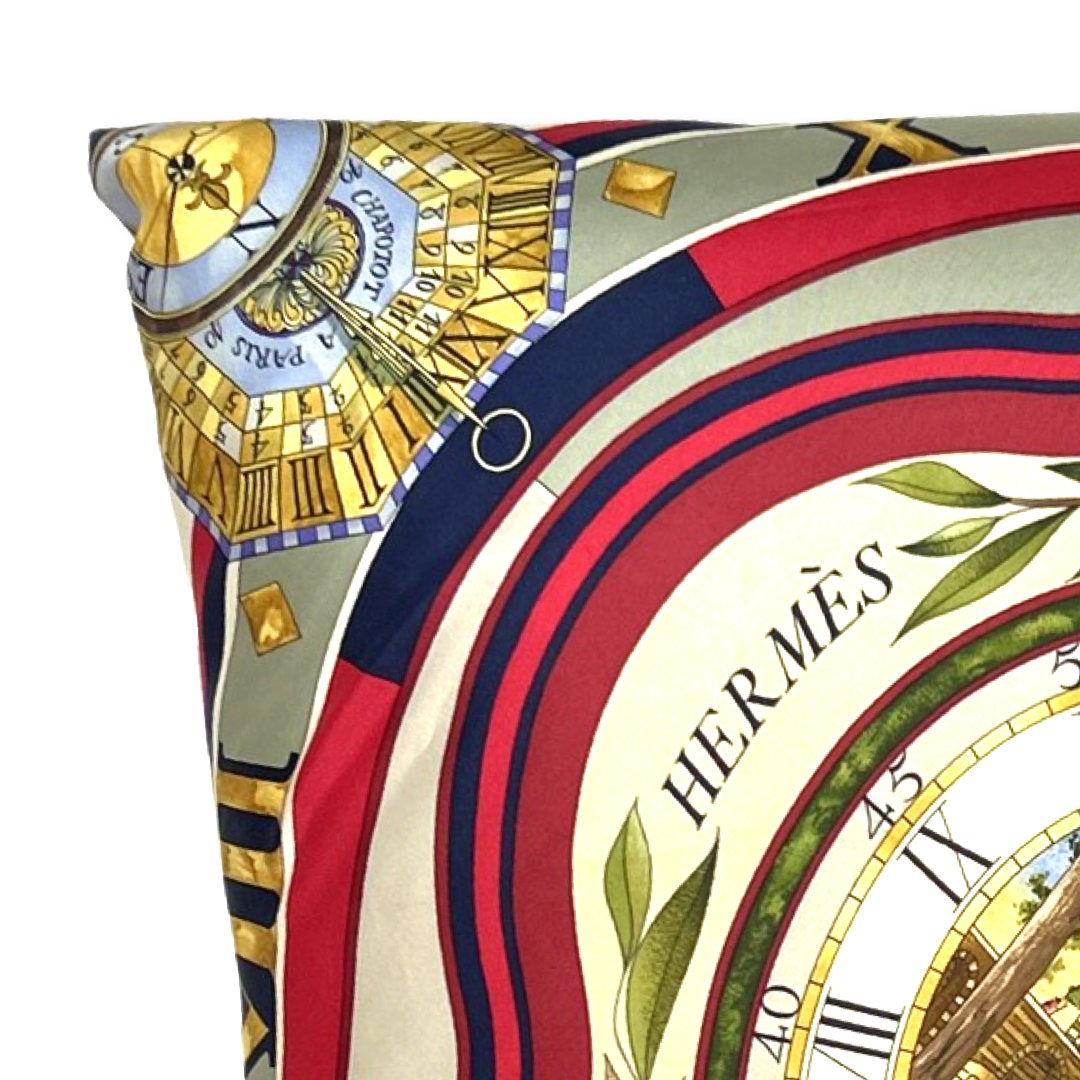 Parmi les Fleurs Je Compte les Heures Vintage Silk Scarf Pillow 24"