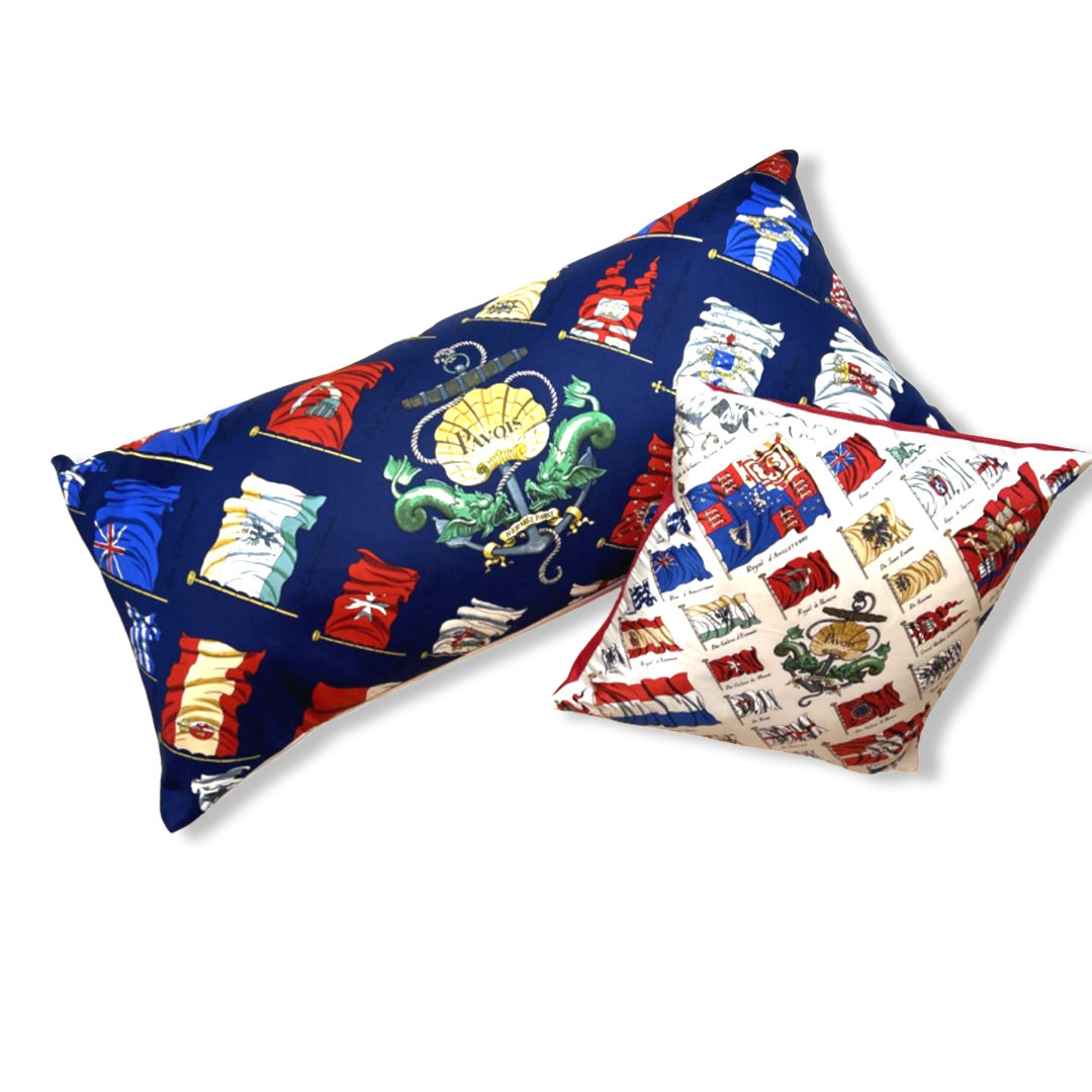 Pavois Blanc Vintage Silk Scarf Pillow 17"