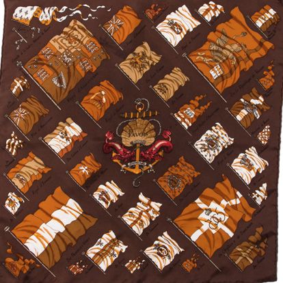 Pavois Brown Vintage Silk Scarf Pillow 17"