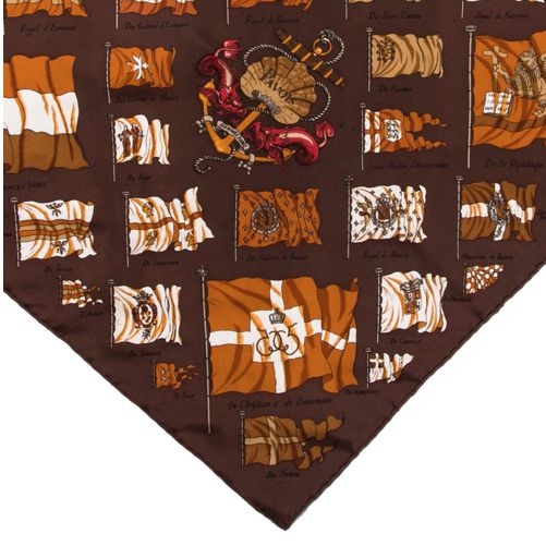 Pavois Brown Vintage Silk Scarf Pillow 17"