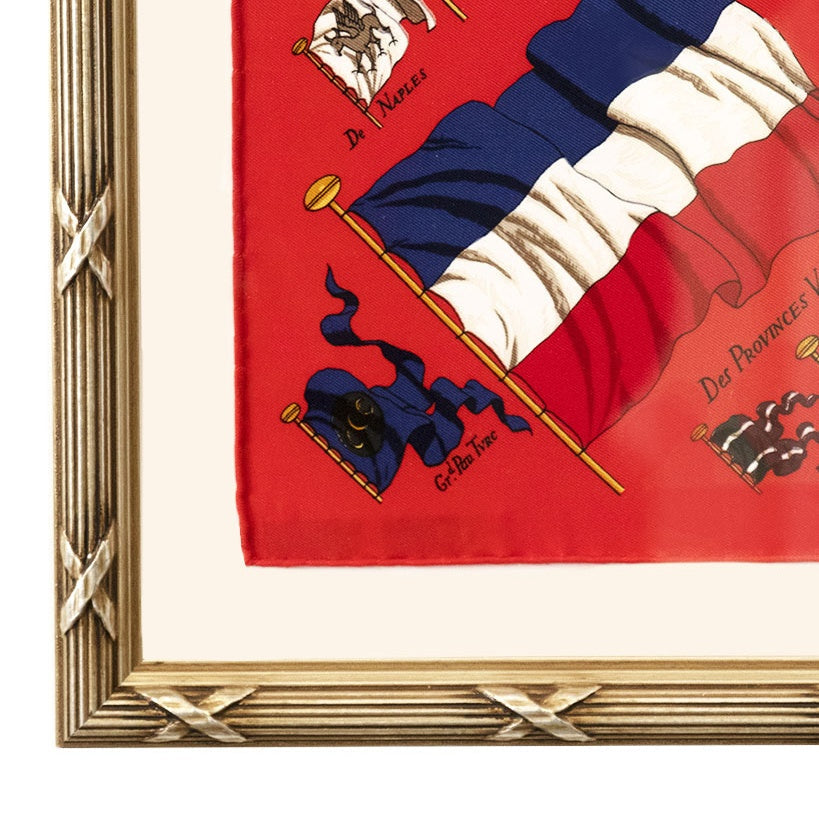 Framed Hermes ScarfPavois Framed Vintage Silk Scarf 20"-Vintage Hermes-Vintage Luxe Up