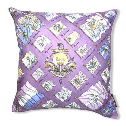 Vintage Hermes Pillow Pavois Lavender Vintage Silk Scarf Pillow 17" at Vintage Luxe Up