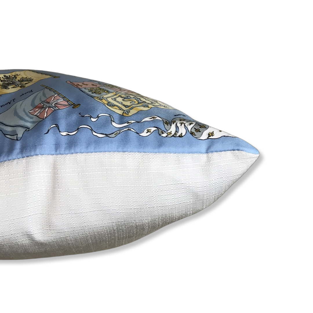Pavois Light Blue Vintage Silk Scarf Pillow 17"