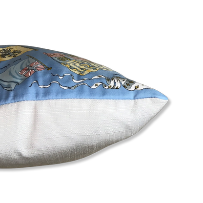 Pavois Light Blue Vintage Silk Scarf Pillow 17"
