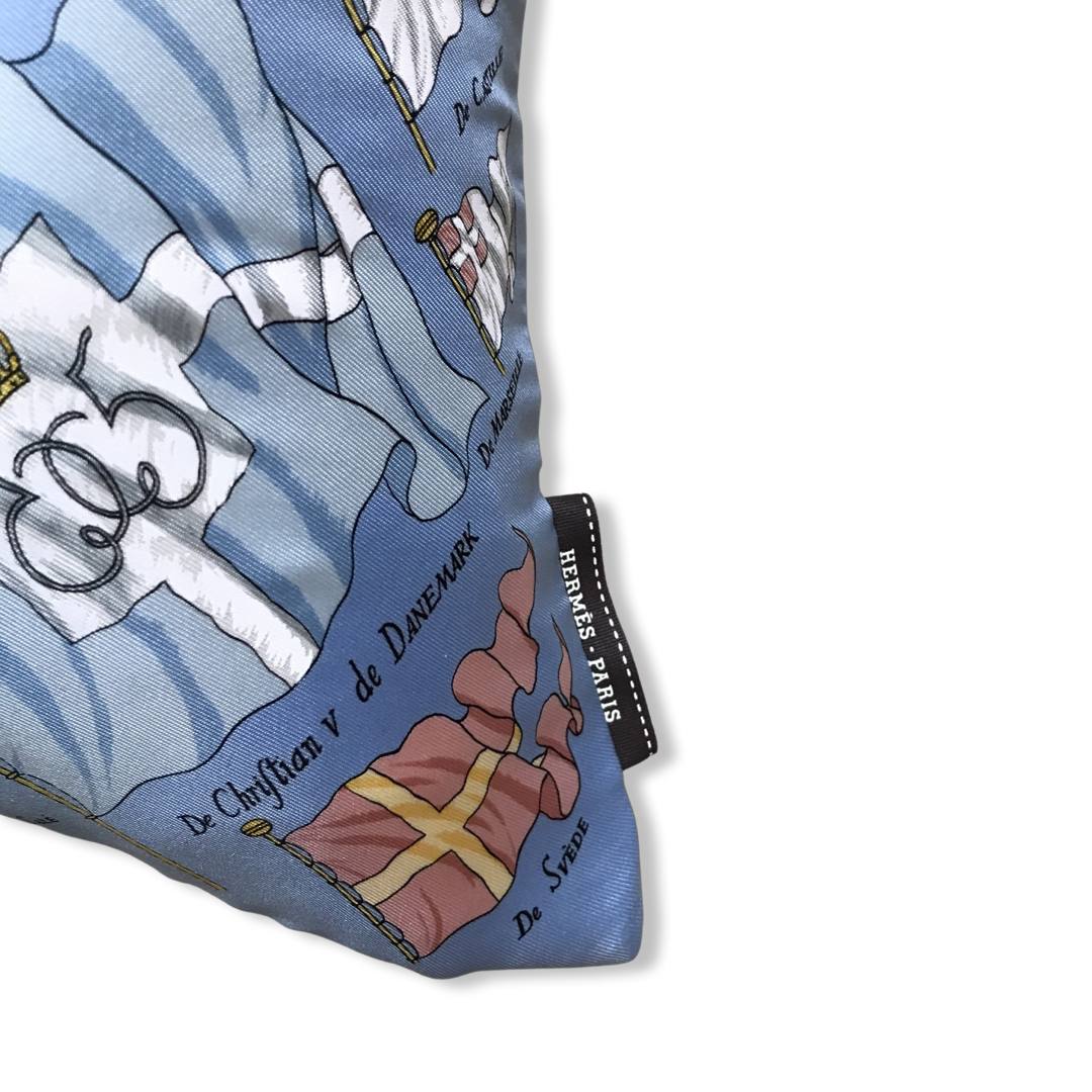 Pavois Light Blue Vintage Silk Scarf Pillow 17"