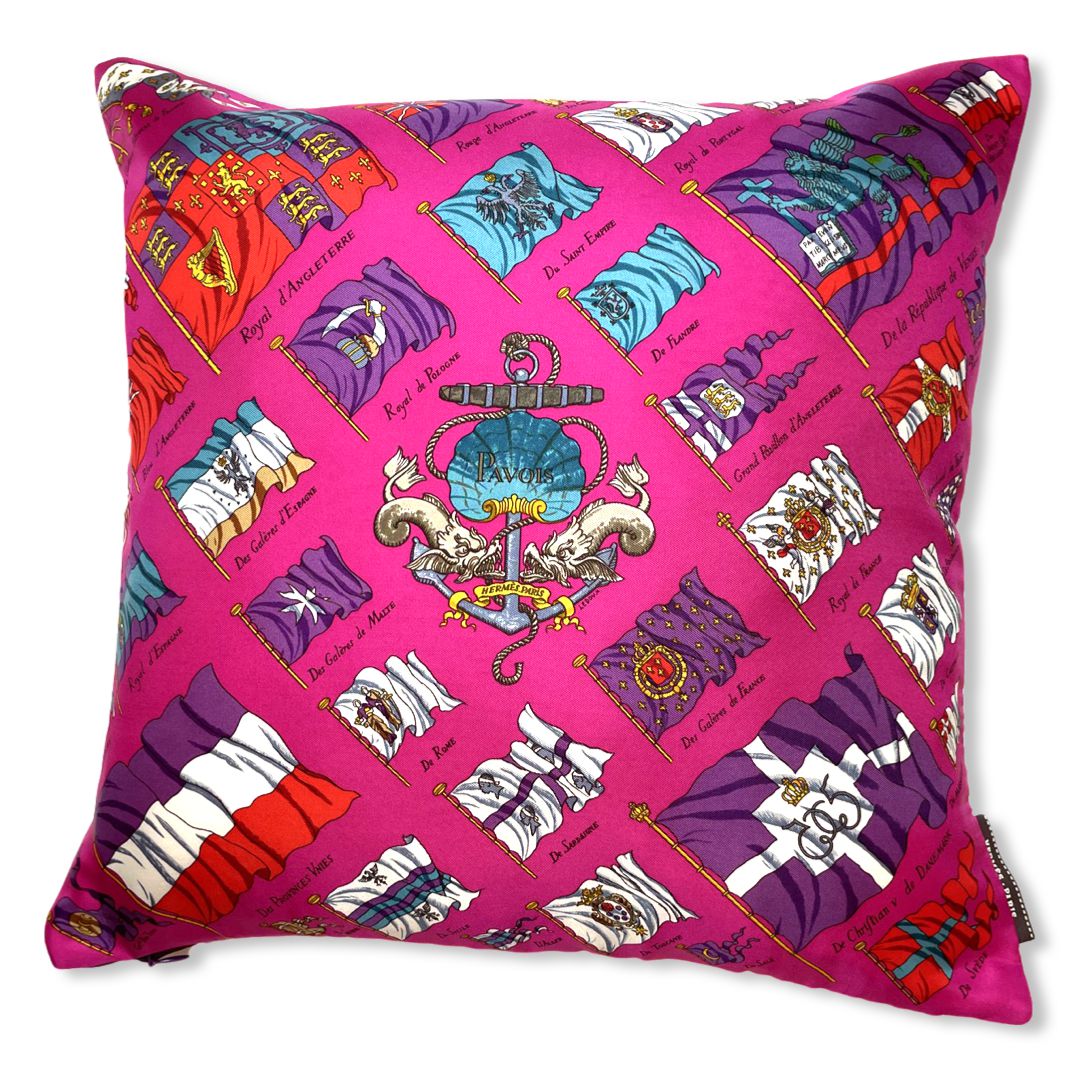 Pavois Pink Vintage Silk Scarf Pillow 17"