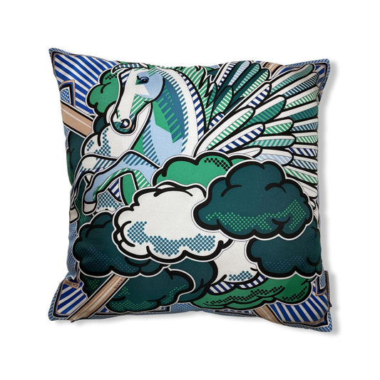 Vintage Hermes Pillow Pegasus Pop Vintage Silk Scarf Pillow 17" at Vintage Luxe Up