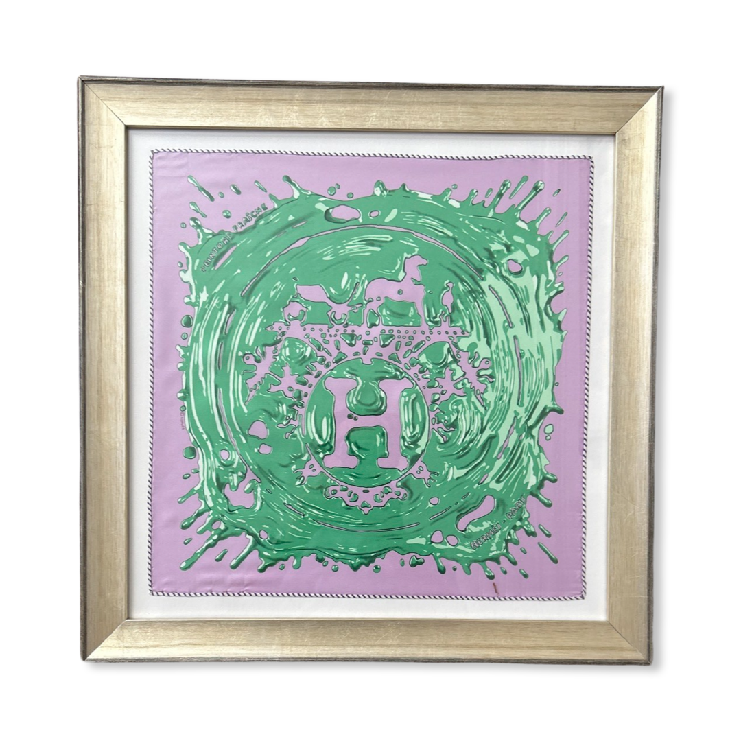 Framed Hermes Scarf Peinture Fraiche Framed Vintage Silk Scarf 22” Vintage Hermes at Vintage Luxe Up