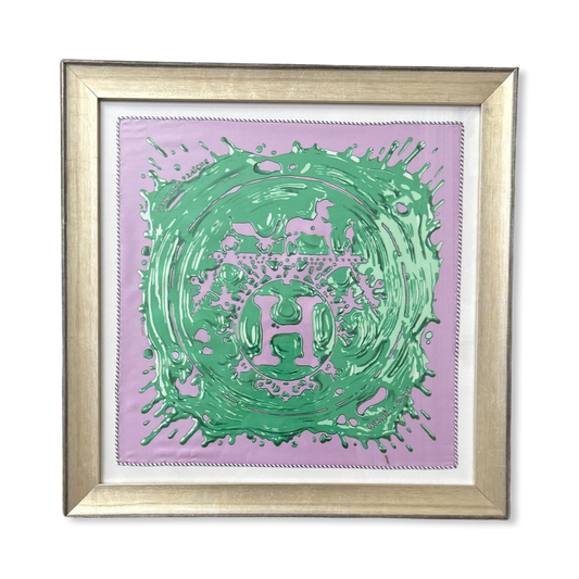 Framed Hermes Scarf Peinture Fraiche Framed Vintage Silk Scarf 22” Vintage Hermes at Vintage Luxe Up