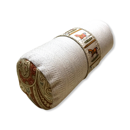 Petits Chevaux Beige Vintage Silk Scarf Pillows