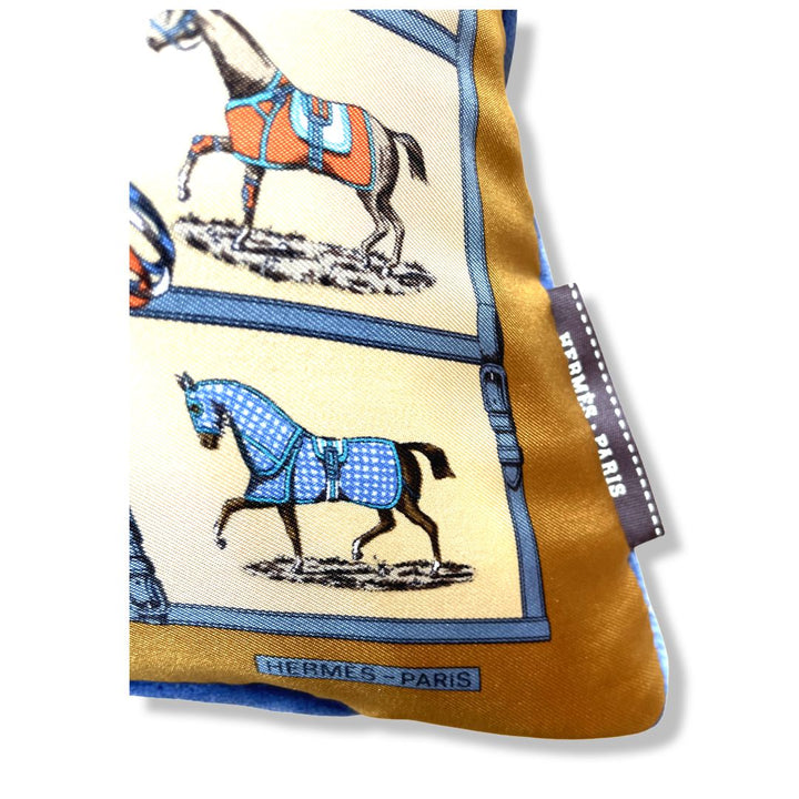 Petits Chevaux Gold Silk Scarf Pillow 17"