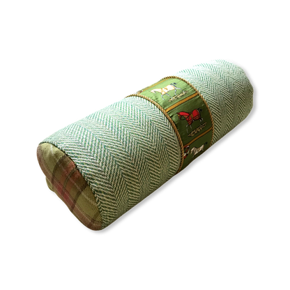 Petits Chevaux Green Tartan Vintage Silk Scarf Pillows