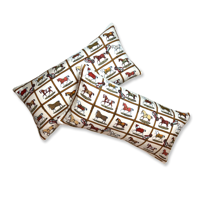 Vintage Hermes Pillow Petits Chevaux Ivory Vintage Silk Scarf Pillows at Vintage Luxe Up