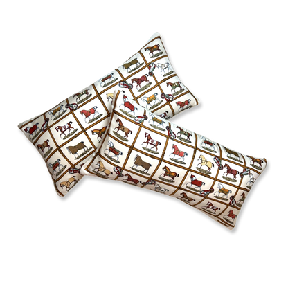 Vintage Hermes Pillow Petits Chevaux Ivory Vintage Silk Scarf Pillows at Vintage Luxe Up