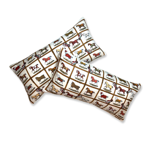 Vintage Hermes Pillow Petits Chevaux Ivory Vintage Silk Scarf Pillows at Vintage Luxe Up
