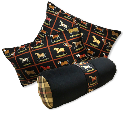 Vintage Hermes Pillow Petits Chevaux Noir Vintage Silk Scarf Pillows 20" at Vintage Luxe Up