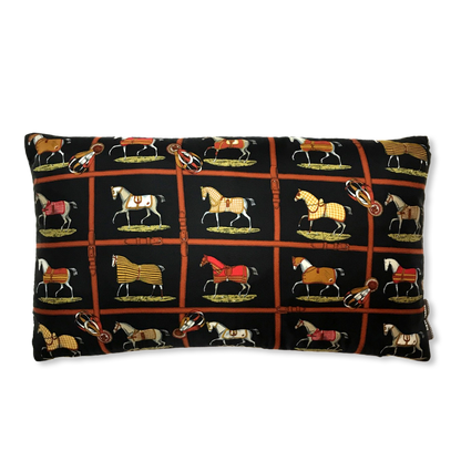 Petits Chevaux Noir Vintage Silk Scarf Pillows