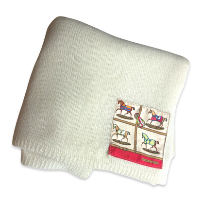 Vintage Hermes Blanket Petits Chevaux Vintage Silk Scarf & Cashmere Baby Set at Vintage Luxe Up
