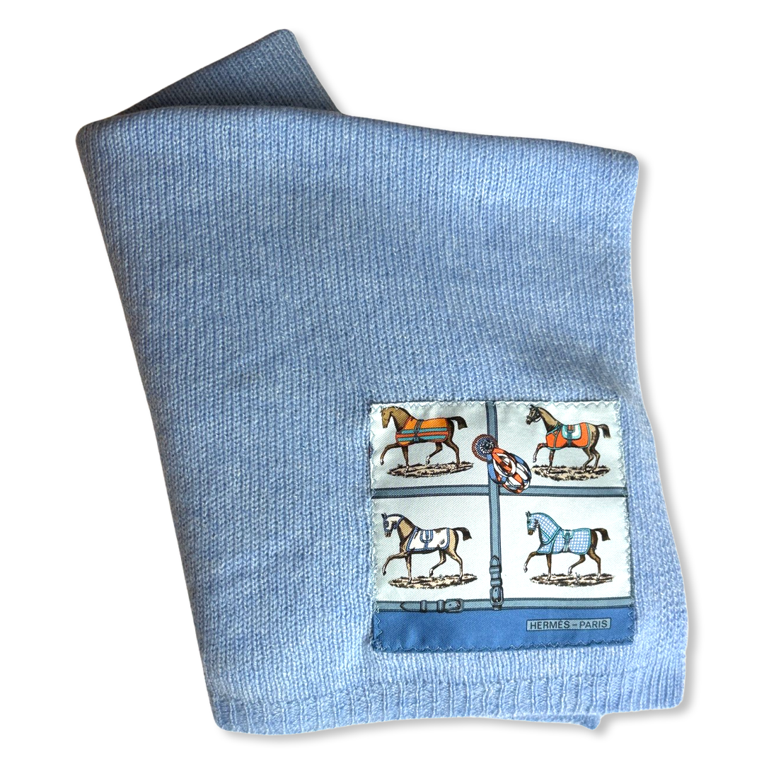 Vintage Hermes Blanket Petits Chevaux Vintage Silk Scarf & Cashmere Baby Set at Vintage Luxe Up