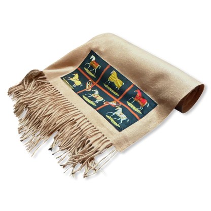 Vintage Hermes Blanket Petits Chevaux Vintage Silk Scarf & Cashmere Throw Blanket at Vintage Luxe Up