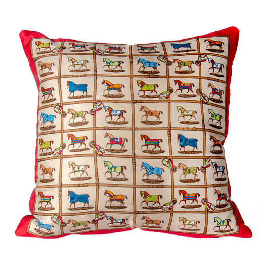 Vintage Hermes Pillow Petits Chevaux Vintage Silk Scarf Pillow 17" at Vintage Luxe Up