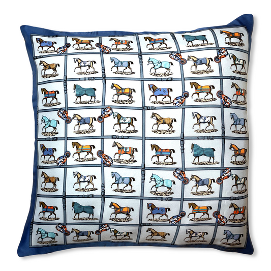 Vintage Hermes Pillow Petits Chevaux Vintage Silk Scarf Pillow 17" at Vintage Luxe Up