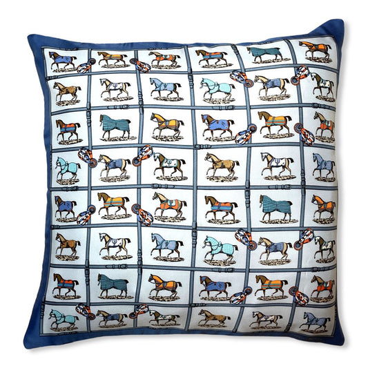 Vintage Hermes Pillow Petits Chevaux Vintage Silk Scarf Pillow 17" at Vintage Luxe Up