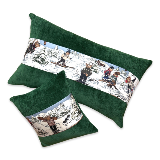Vintage Ralph Lauren Pillow Polo Bear Ski Weekend Silk Scarf Pillows at Vintage Luxe Up