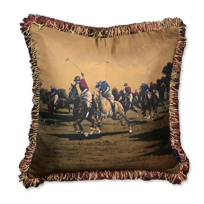 Vintage Ralph Lauren Pillow Polo Match Vintage Silk Scarf Pillow 22" at Vintage Luxe Up