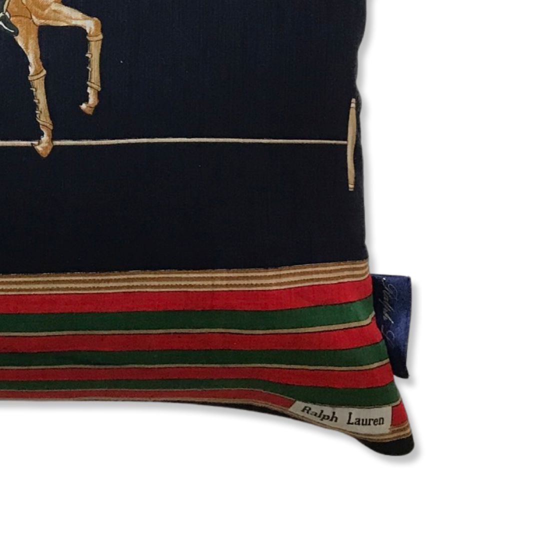 Polo Player Vintage Silk Scarf Pillow 18"