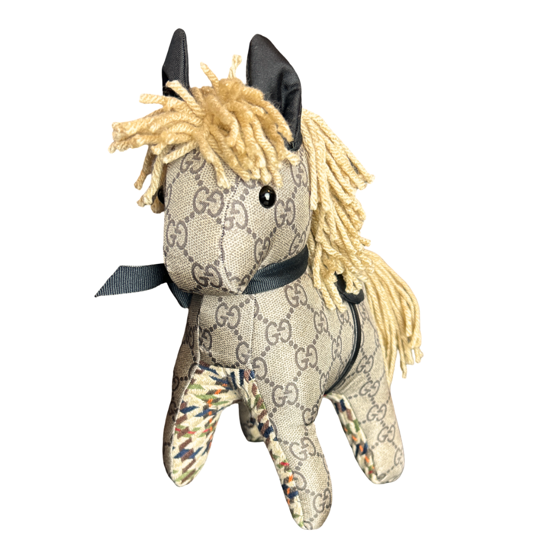 Gucci GG Logo Scarf Patchwork Pony at VintageLuxeUp.com