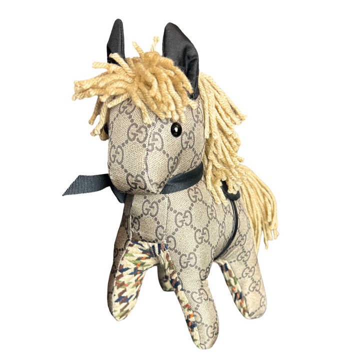 Gucci GG Logo Scarf Patchwork Pony at VintageLuxeUp.com