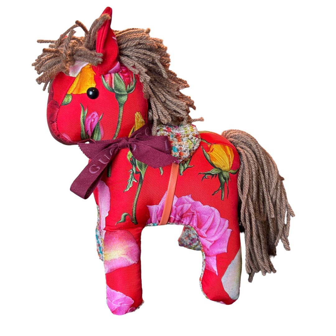 Gucci Roses Vintage Silk Scarf in Noble Pony Design