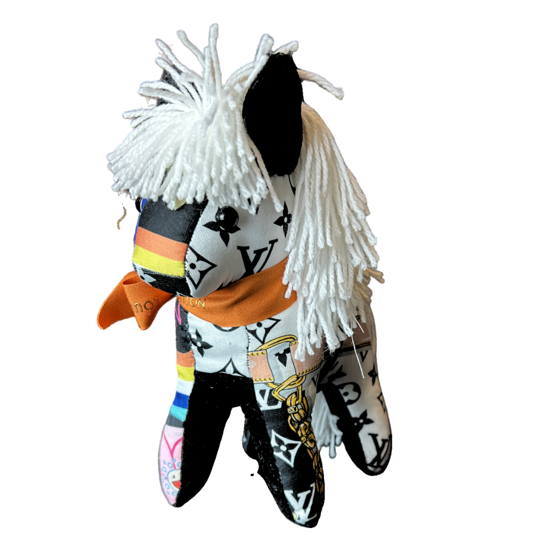 Louis Vuitton Monogram Scarf Patchwork Pony at VintageLuxeUp.com