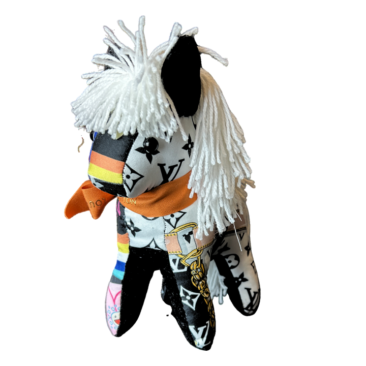 Louis Vuitton Monogram Scarf Patchwork Pony at VintageLuxeUp.com