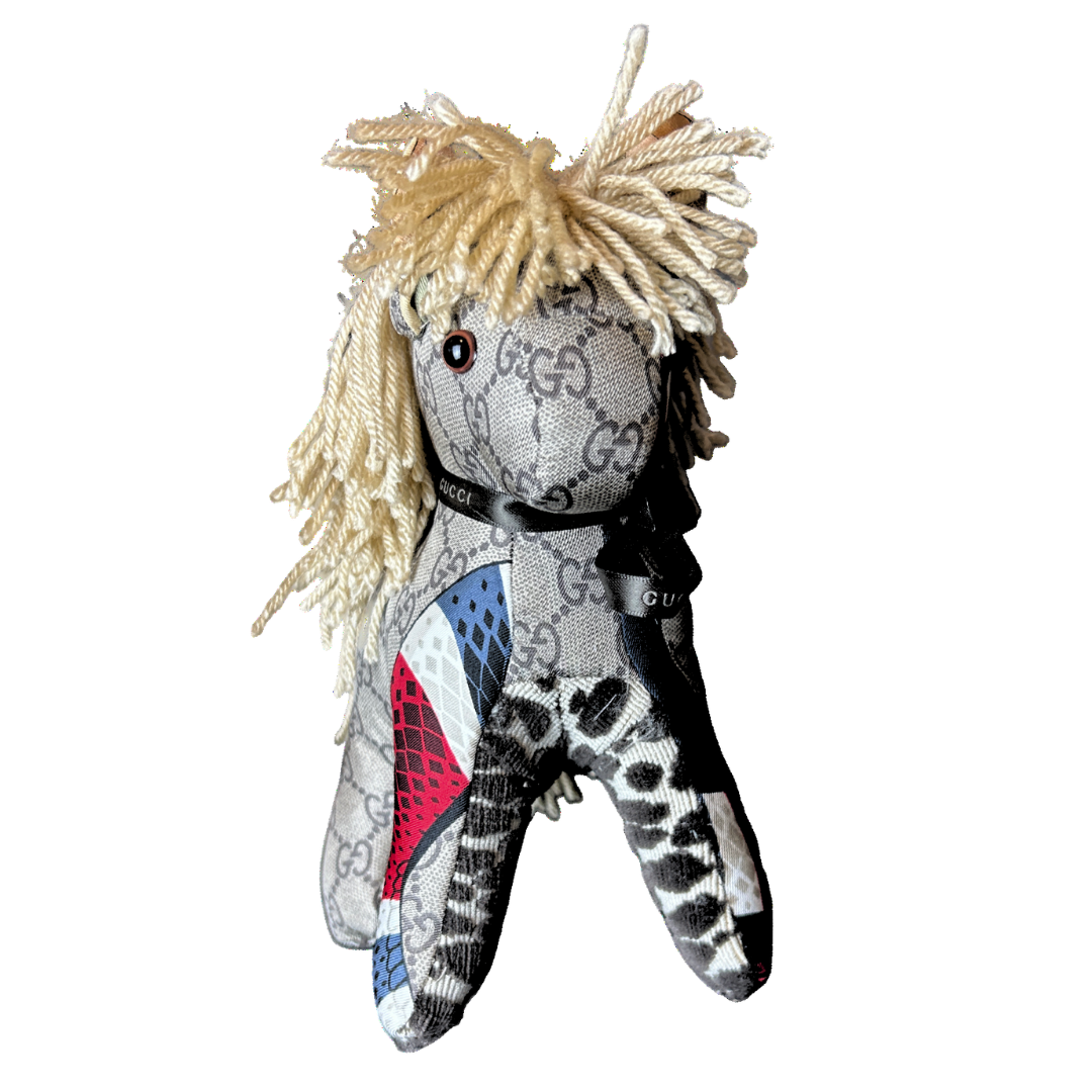 Gucci GG Logo Scarf Patchwork Pony at VintageLuxeUp.com