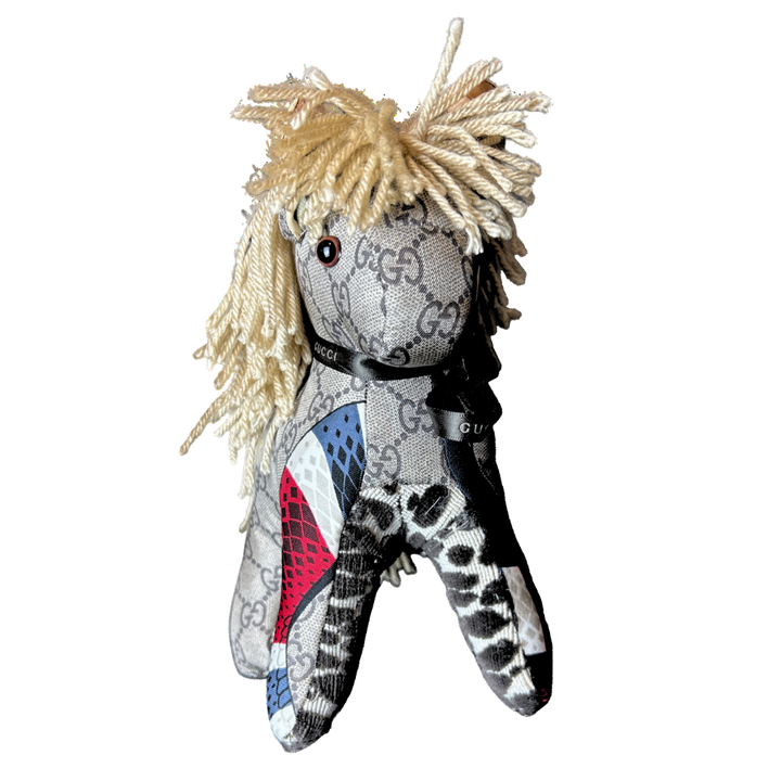 Gucci GG Logo Scarf Patchwork Pony at VintageLuxeUp.com