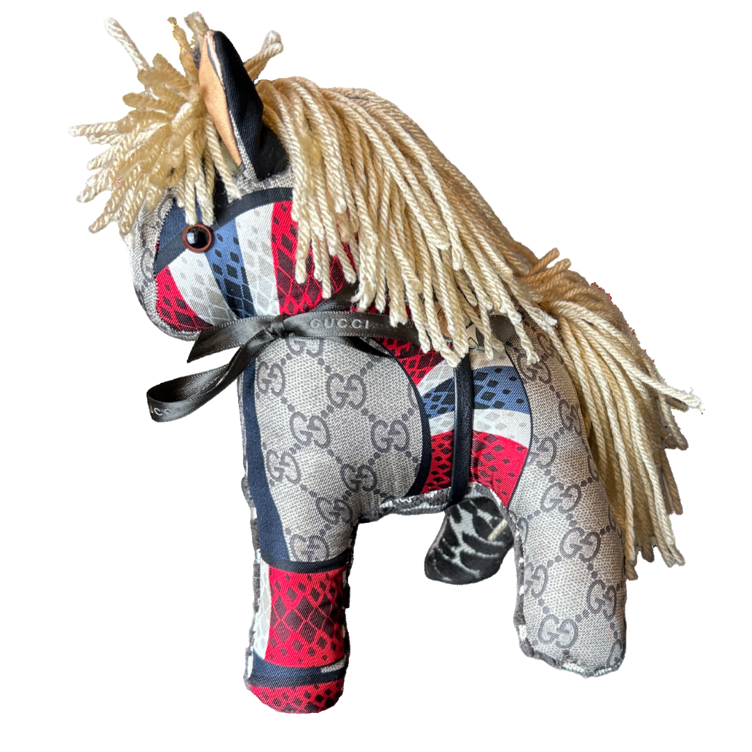 Gucci GG Logo Scarf Patchwork Pony at VintageLuxeUp.com