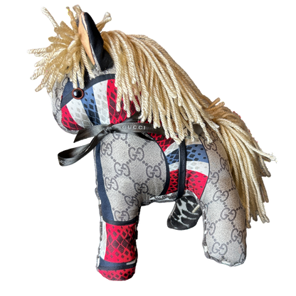 Gucci GG Logo Scarf Patchwork Pony at VintageLuxeUp.com