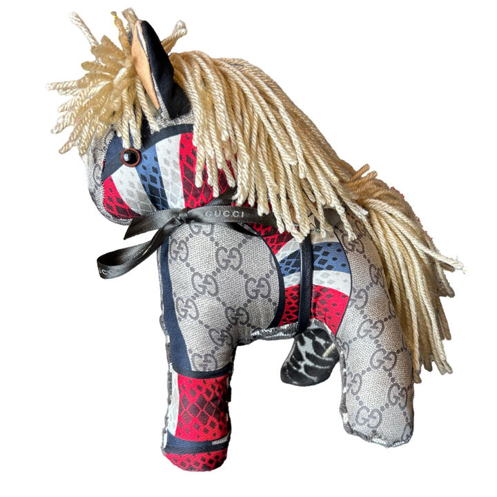 Gucci GG Logo Scarf Patchwork Pony at VintageLuxeUp.com