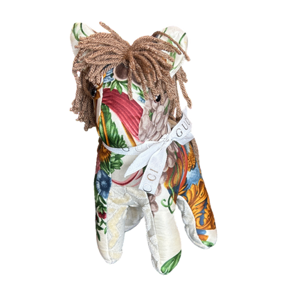 Gucci Roses Floral Scarf Patchwork Pony at VintageLuxeUp.com