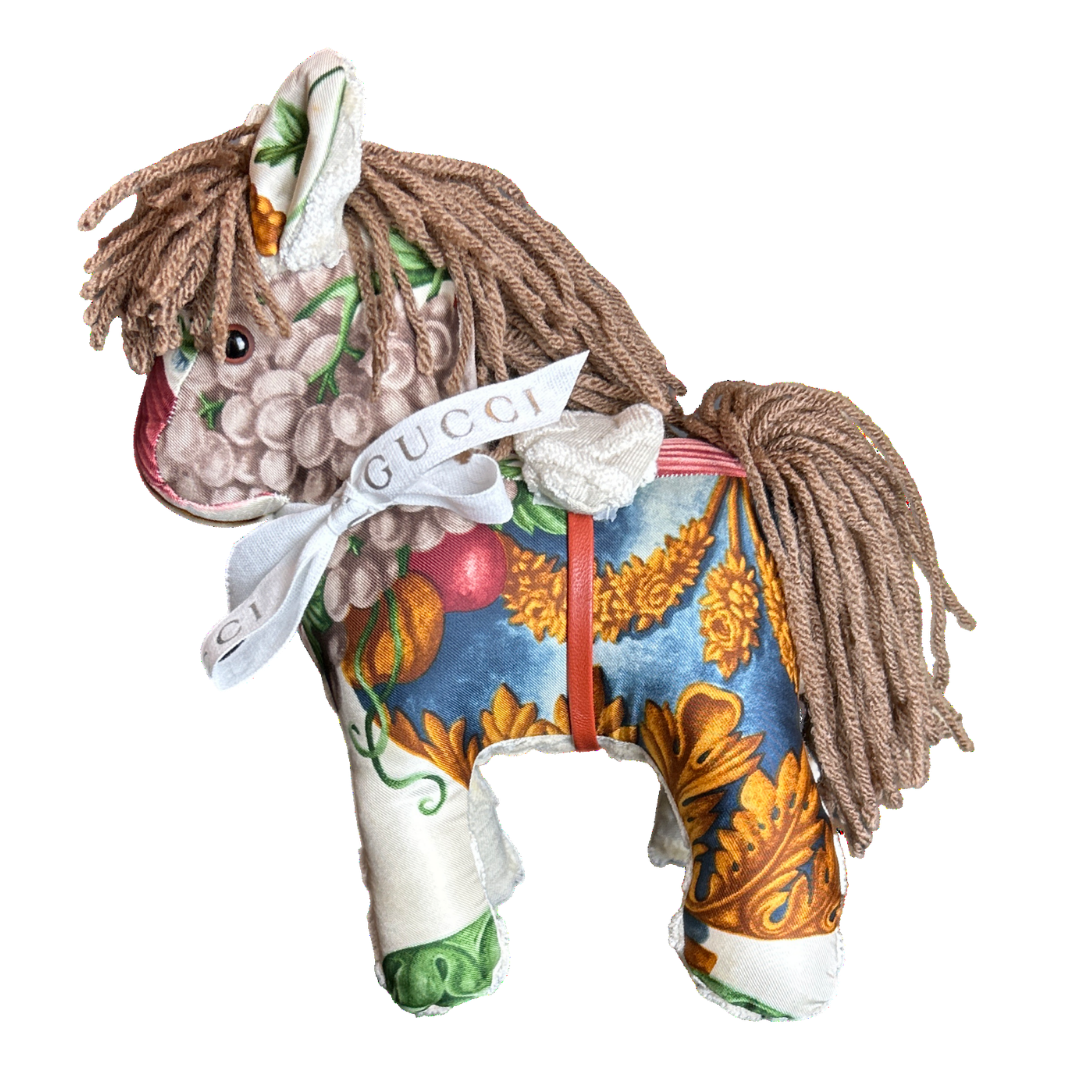 Gucci Roses Floral Scarf Patchwork Pony at VintageLuxeUp.com